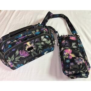 Lug Trolly CB Toiletry Bag & Hippie Water Bottle Bag Floral Midnight Black